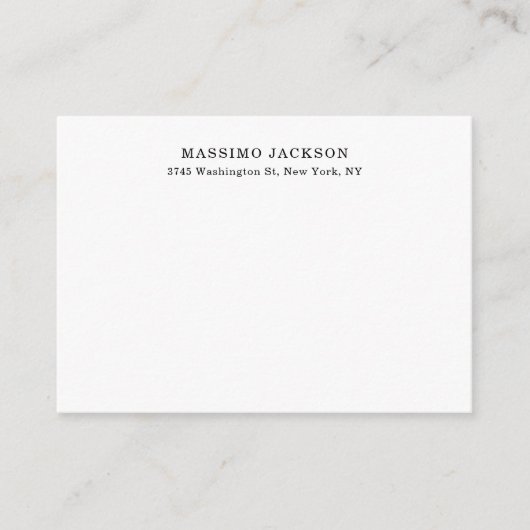 Plain Elegant Classical Black White Minimalist Begleitkarte (Vorderseite)