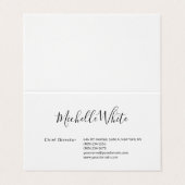 Plain Elegant White Professional Modern Visitenkarten (Außenseite Aufgefaltet)