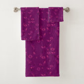 Plain floral pattern retro burgundy badhandtuch set (Insitu)