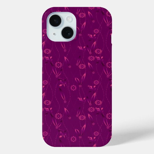 Plain floral pattern retro burgundy Case-Mate iPhone hülle (Rückseite)