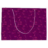 Plain floral pattern retro burgundy große geschenktüte (Rückseite)