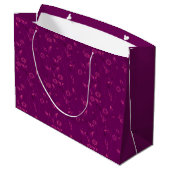 Plain floral pattern retro burgundy große geschenktüte (Rückseite Schrägansicht)