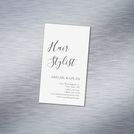 Plain Hair Stylist Modern Minimalist Elegant Magnetische Visitenkarte (Beispiel)