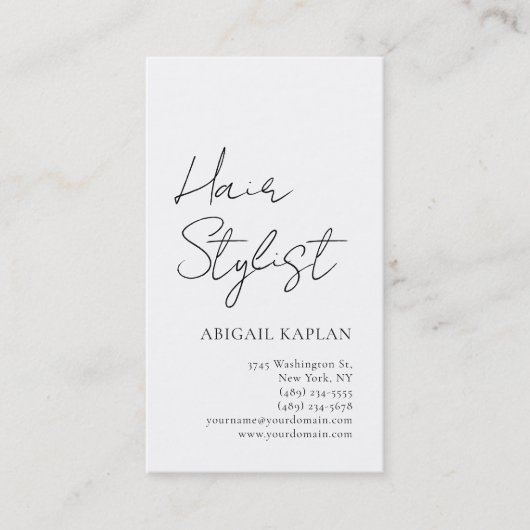 Plain Hair Stylist Modern Minimalist Elegant Visitenkarte (Vorderseite)