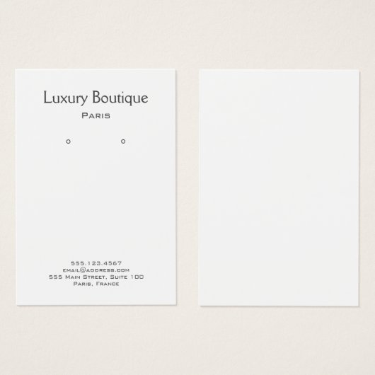 Plain Minimum White Jewelry Earring Display (Vorne & Hinten)