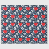 Plain Modern Love Heart & Flowers Geschenkpapier (Flach)