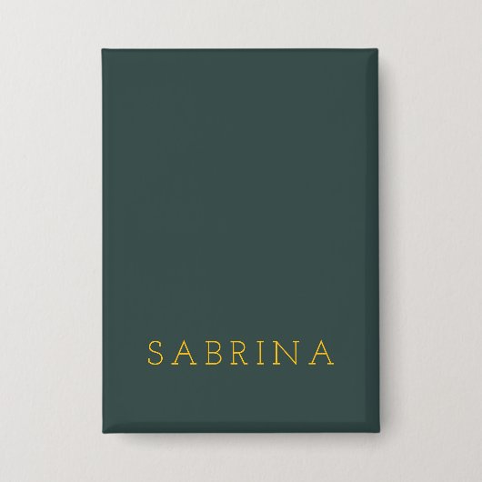 Plain Modern Minimalist Own Name Dusty Green Button (Vorderseite)