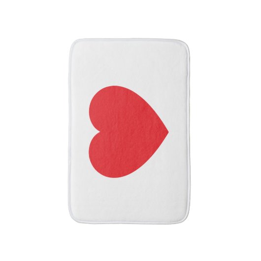 Plain Modern White Red Love Heart Graphic Badematte (Vorderseite Vertikal)