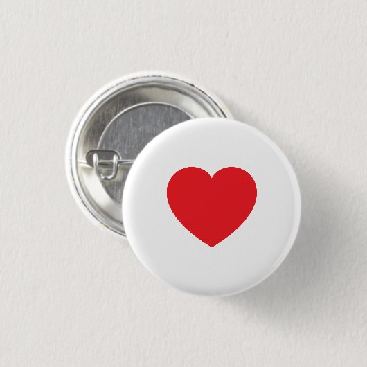 Plain Modern White Red Love Heart Graphic Button (Vorne & Hinten)