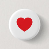 Plain Modern White Red Love Heart Graphic Button (Vorderseite)