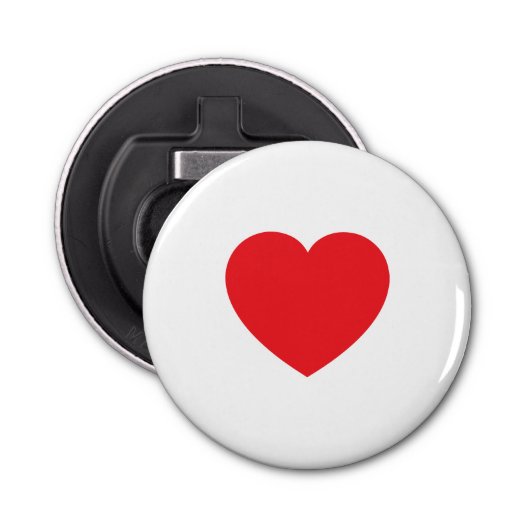 Plain Modern White Red Love Heart Graphic Flaschenöffner (Vorderseite)