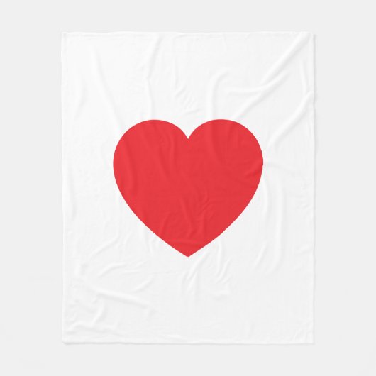 Plain Modern White Red Love Heart Graphic Fleecedecke (Vorderseite)