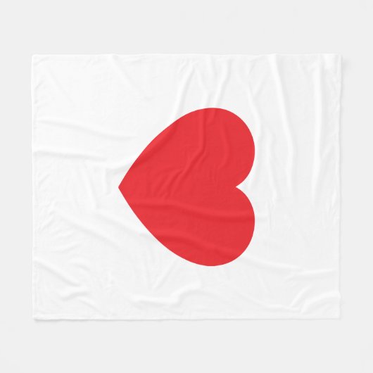 Plain Modern White Red Love Heart Graphic Fleecedecke (Vorderseite (Horizontal))