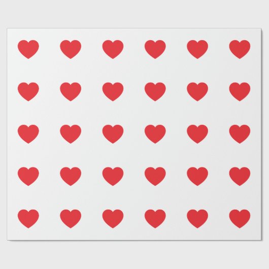 Plain Modern White Red Love Heart Graphic Geschenkpapier (Flach)