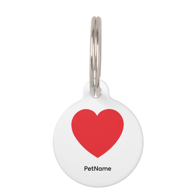 Plain Modern White Red Love Heart Graphic Haustiermarke (Vorderseite)