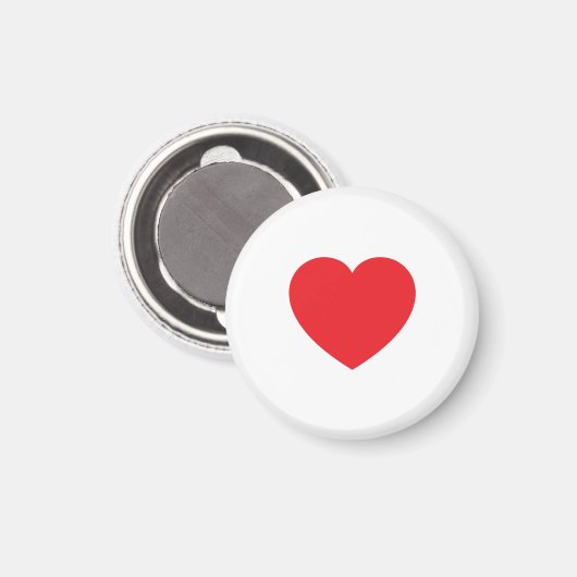 Plain Modern White Red Love Heart Graphic Magnet (Vorderseite/Rückseite)