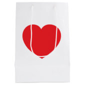 Plain Modern White Red Love Heart Graphic Mittlere Geschenktüte (Rückseite)