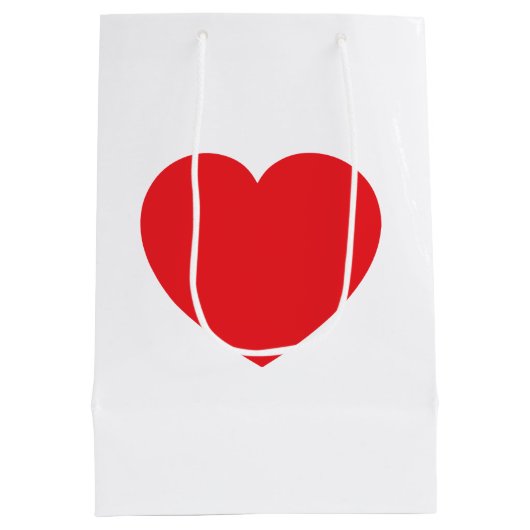 Plain Modern White Red Love Heart Graphic Mittlere Geschenktüte (Rückseite)