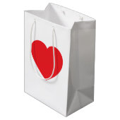 Plain Modern White Red Love Heart Graphic Mittlere Geschenktüte (Rückseite Schrägansicht)