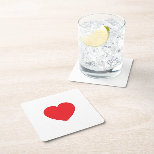 Plain Modern White Red Love Heart Graphic Rechteckiger Pappuntersetzer (Vor Ort)