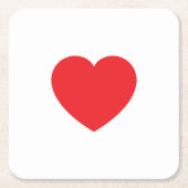Plain Modern White Red Love Heart Graphic Rechteckiger Pappuntersetzer (Vorderseite)