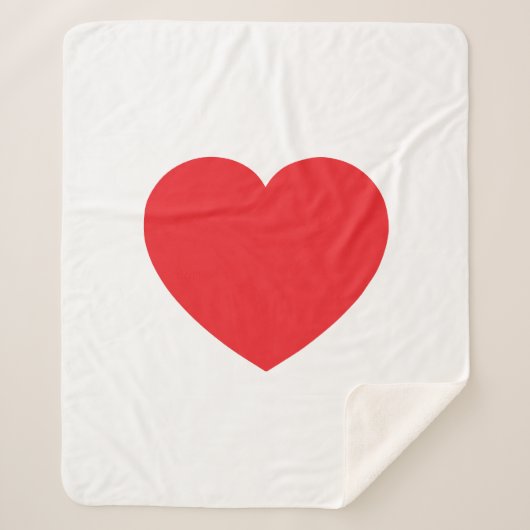 Plain Modern White Red Love Heart Graphic Sherpadecke (Vorderseite)