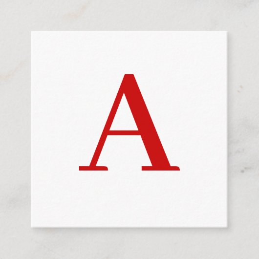 Plain Modern White Red Monogram Initial Letter Begleitkarte (Vorderseite)