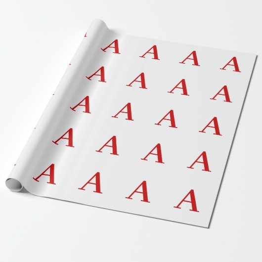 Plain Modern White Red Monogram Initial Letter Geschenkpapier (Ungerollt)