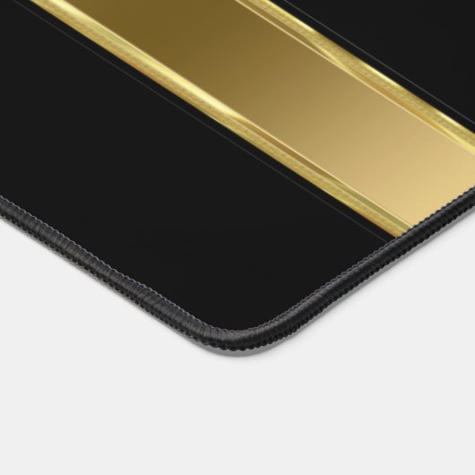 Plain Monochromatic Black With Gold Stripe Schreibtischunterlage (Ecke)
