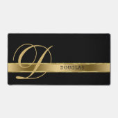 Plain Monochromatic Black With Gold Stripe Schreibtischunterlage (Vorderseite)