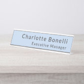 Plain Professional Modern Minimalist Blue  Schreibtischnamensplakette (Vorderseite )