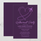 Plain Purple Heart Plain Retirement Party Einladung (Vorne/Hinten)