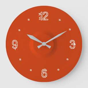 Plain Red Clock with White Nos >Kitchen Clocks Große Wanduhr