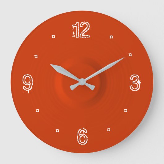 Plain Red Clock with White Nos >Kitchen Clocks Große Wanduhr (Vorderseite)