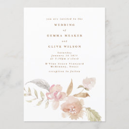 Plain Romantic Watercolor Florals Wedding Einladung