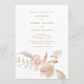 Plain Romantic Watercolor Florals Wedding Einladung (Vorderseite)