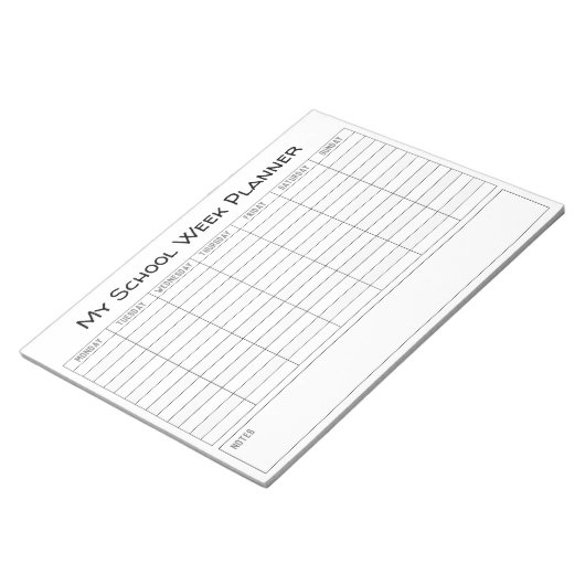 Plain School Week Notizblock (angewinkelt)