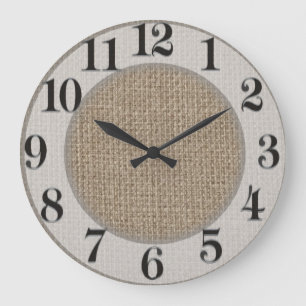 Plain tan burlap background template große wanduhr