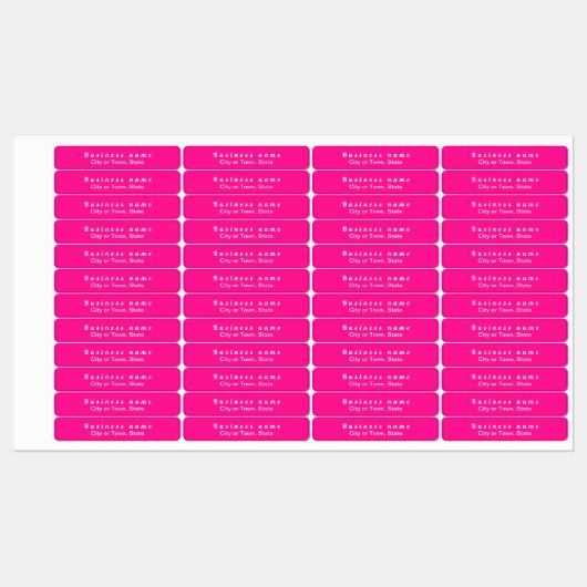 Plain Text Brand Name on Pink Rectangle Iron On Etiketten (Blatt)