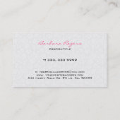 Plain White & Black Vintage Floral Damasks Visitenkarte (Rückseite)