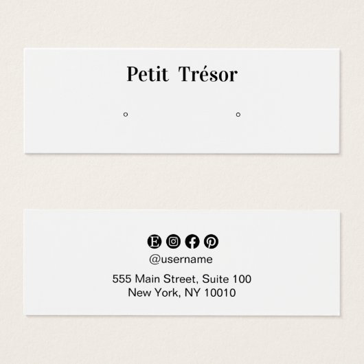 Plain White Stud Earring Display (Vorne & Hinten)