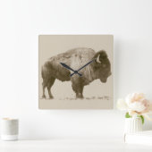 Plains Bison Quadratische Wanduhr (Zuhause)