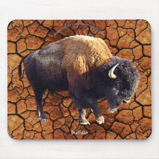 Plains Buffalo, Rustic Earth Wildlife Art Mousepad (Vorne)