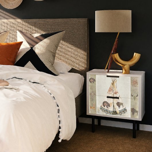 Plains Indian Native Teepee Buffalo Deer Decoupage Seidenpapier