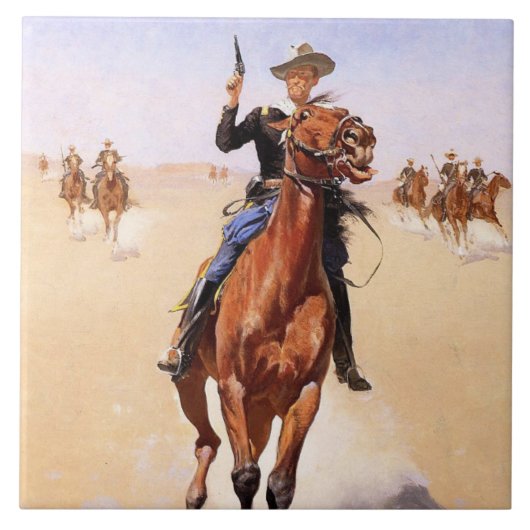Plainsreiter (Cowboy Pferdereiter) Fliese (Vorderseite)