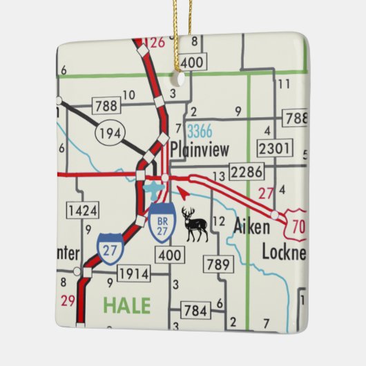 Plainview TX Road Map Keramikornament (Links)