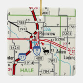 Plainview TX Road Map Keramikornament (Rückseite)