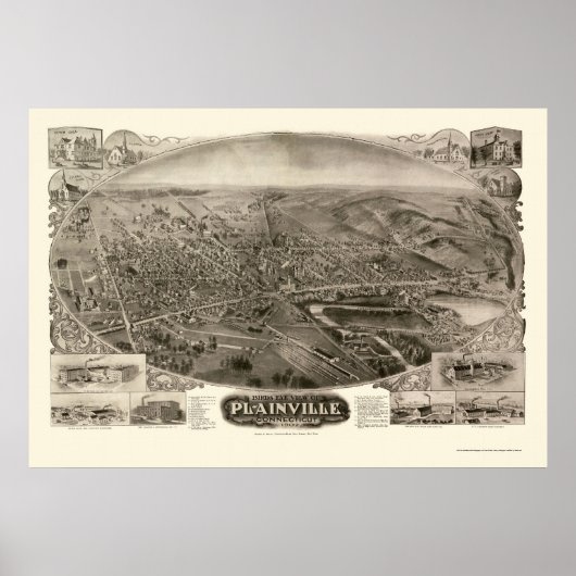 Plainville, CT Panoramic Map - 1907 Poster (Vorne)