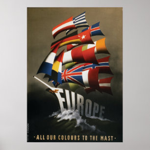 Plakat 34x48, das den Marshallplan, 1947 fördert