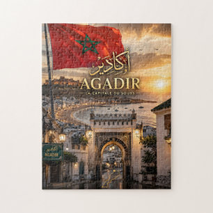 Plakat Agadir Marokko, vintage Reiseposter Puzzle
